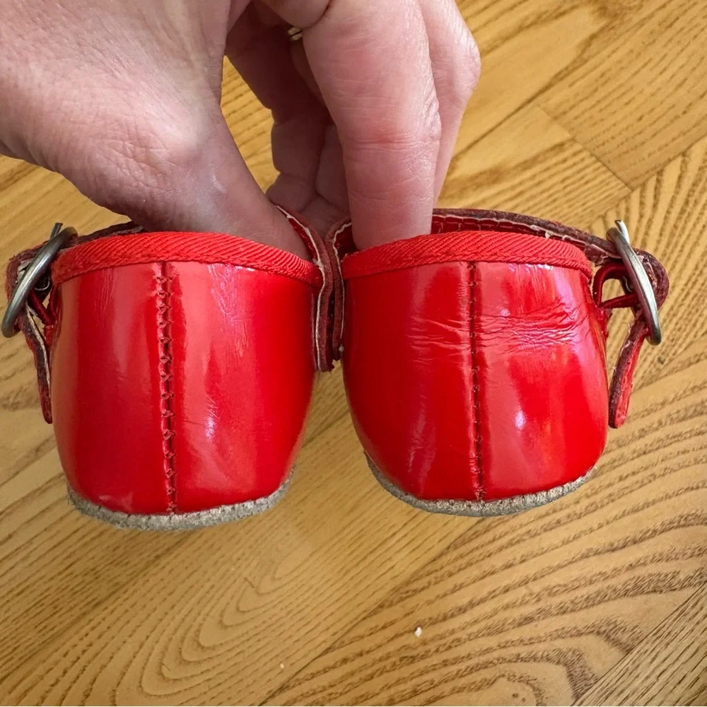 Janie And Jack Red Baby Shoes Mary Jane Ballet Flats Red Christmas Outfit Size 2